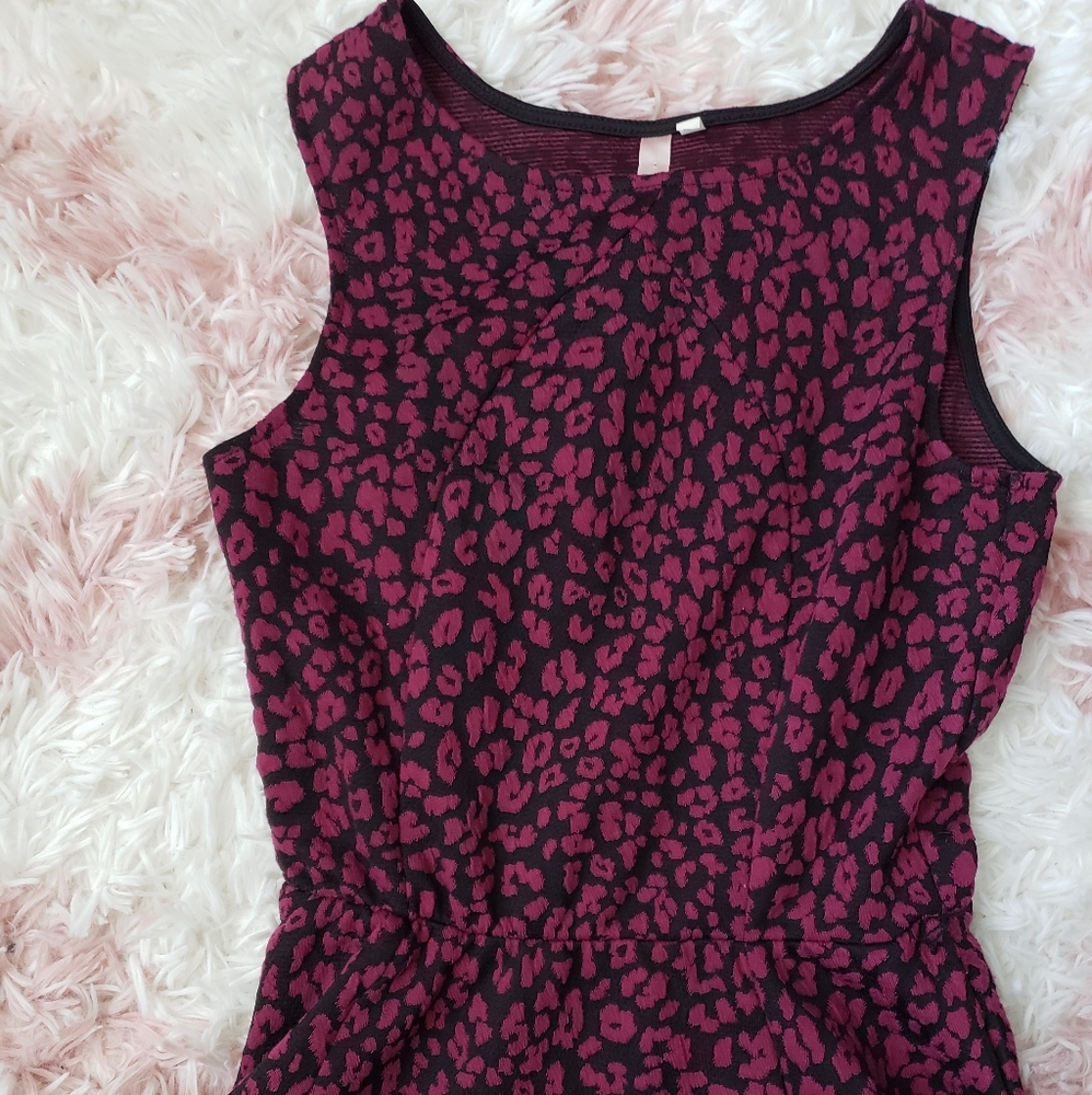 Animal Print mini dress Maroon and Black